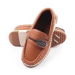 Cute Walk by Babyhug Slip On Solid Formal & Partywear Shoes with Chain Applique - Brown