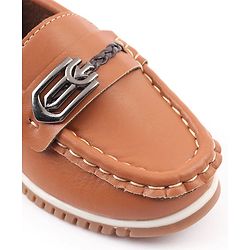 Cute Walk by Babyhug Slip On Solid Formal & Partywear Shoes with Chain Applique - Brown