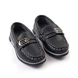 Cute Walk by Babyhug Slip On Solid Formal & Partywear Shoes with Chain Applique - Black