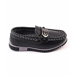 Cute Walk by Babyhug Slip On Solid Formal & Partywear Shoes with Chain Applique - Black