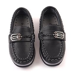 Cute Walk by Babyhug Slip On Solid Formal & Partywear Shoes with Chain Applique - Black