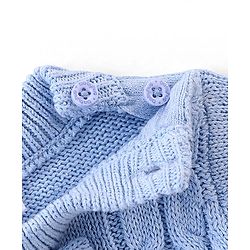 Babyhug Organic Cotton Full Sleeves Winter Wear Romper with Bow - Blue