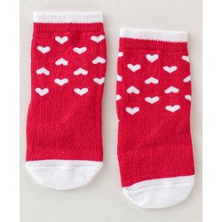 Cute Walk Disney by Babyhug Anti Bacterial Ankle Length Non Terry Socks Mickey Design Pack of 3 - Red & White
