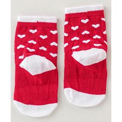 Cute Walk Disney by Babyhug Anti Bacterial Ankle Length Non Terry Socks Mickey Design Pack of 3 - Red & White