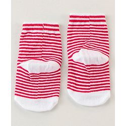 Cute Walk Disney by Babyhug Anti Bacterial Ankle Length Non Terry Socks Mickey Design Pack of 3 - Red & White