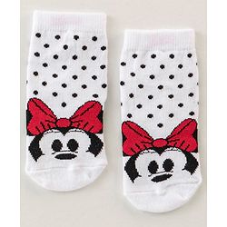 Cute Walk Disney by Babyhug Anti Bacterial Ankle Length Non Terry Socks Mickey Design Pack of 3 - Red & White