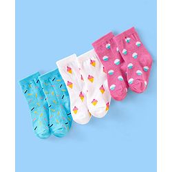 Cute Walk Disney by Babyhug Anti Bacterial Ankle Length Non Terry Socks Mickey Design Pack of 3 - Red & White