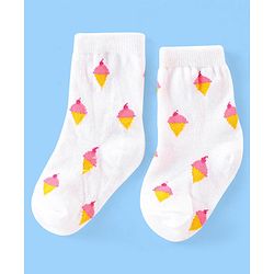Cute Walk Disney by Babyhug Anti Bacterial Ankle Length Non Terry Socks Mickey Design Pack of 3 - Red & White