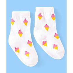 Cute Walk Disney by Babyhug Anti Bacterial Ankle Length Non Terry Socks Mickey Design Pack of 3 - Red & White