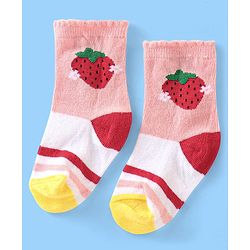 Cute Walk Disney by Babyhug Anti Bacterial Ankle Length Non Terry Socks Mickey Design Pack of 3 - Red & White