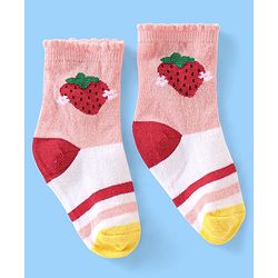 Cute Walk Disney by Babyhug Anti Bacterial Ankle Length Non Terry Socks Mickey Design Pack of 3 - Red & White