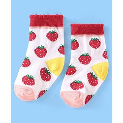Cute Walk Disney by Babyhug Anti Bacterial Ankle Length Non Terry Socks Mickey Design Pack of 3 - Red & White