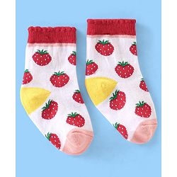 Cute Walk Disney by Babyhug Anti Bacterial Ankle Length Non Terry Socks Mickey Design Pack of 3 - Red & White