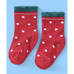 Cute Walk Disney by Babyhug Anti Bacterial Ankle Length Non Terry Socks Mickey Design Pack of 3 - Red & White