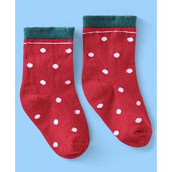 Cute Walk Disney by Babyhug Anti Bacterial Ankle Length Non Terry Socks Mickey Design Pack of 3 - Red & White