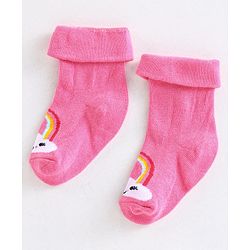 Cute Walk by Babyhug Anti Bacterial Ankle Length Non Terry Socks Unicorn Design Pack of 7 - Pink & White