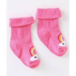 Cute Walk by Babyhug Anti Bacterial Ankle Length Non Terry Socks Unicorn Design Pack of 7 - Pink & White