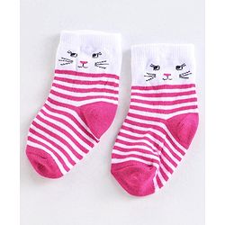 Cute Walk by Babyhug Anti Bacterial Ankle Length Non Terry Socks Unicorn Design Pack of 7 - Pink & White