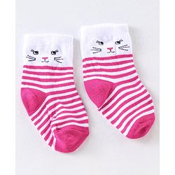 Cute Walk by Babyhug Anti Bacterial Ankle Length Non Terry Socks Unicorn Design Pack of 7 - Pink & White