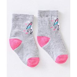 Cute Walk by Babyhug Anti Bacterial Ankle Length Non Terry Socks Unicorn Design Pack of 7 - Pink & White