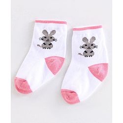 Cute Walk by Babyhug Anti Bacterial Ankle Length Non Terry Socks Unicorn Design Pack of 7 - Pink & White