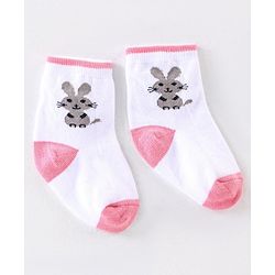Cute Walk by Babyhug Anti Bacterial Ankle Length Non Terry Socks Unicorn Design Pack of 7 - Pink & White