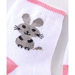 Cute Walk by Babyhug Anti Bacterial Ankle Length Non Terry Socks Unicorn Design Pack of 7 - Pink & White