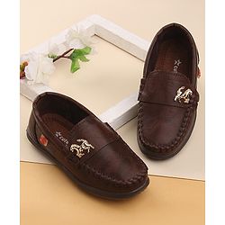 Cute Walk by Babyhug Slip On Formal & Party Shoes with Horse Applique - Dark Brown