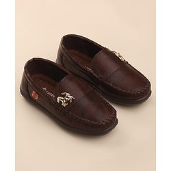 Cute Walk by Babyhug Slip On Formal & Party Shoes with Horse Applique - Dark Brown