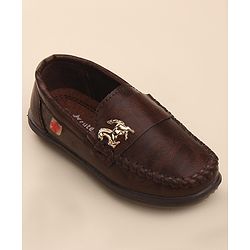 Cute Walk by Babyhug Slip On Formal & Party Shoes with Horse Applique - Dark Brown