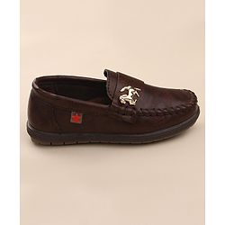 Cute Walk by Babyhug Slip On Formal & Party Shoes with Horse Applique - Dark Brown