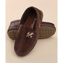 Cute Walk by Babyhug Slip On Formal & Party Shoes with Horse Applique - Dark Brown
