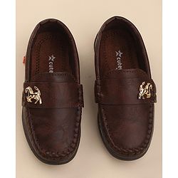 Cute Walk by Babyhug Slip On Formal & Party Shoes with Horse Applique - Dark Brown