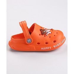 Cute Walk by Babyhug Clogs With Back Strap & Bear Applique- Orange