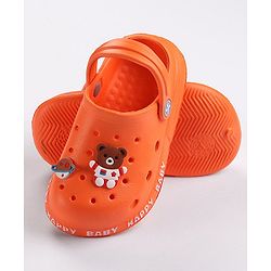 Cute Walk by Babyhug Clogs With Back Strap & Bear Applique- Orange