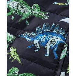 Babyhug Full Sleeves Hooded Padded Quilted Jacket Dino Print -  Navy Blue