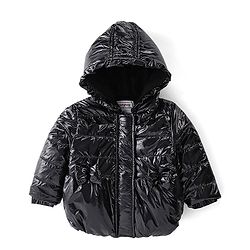 Babyhug Hooded Full Sleeves Padded Jacket Solid Color - Black