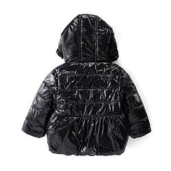 Babyhug Hooded Full Sleeves Padded Jacket Solid Color - Black