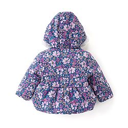 Babyhug Woven Full Sleeves Hooded Jacket Floral Print - Purple