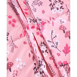 Babyhug Full Sleeves Hooded & Padded Jacket With Bow Applique Floral Print- Pink