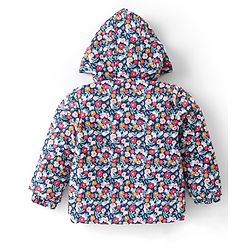 Babyhug Woven Full Sleeves Jacket With Hood & Floral Print - Purple