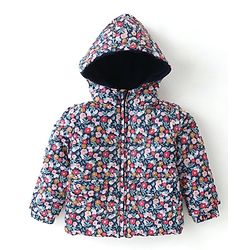 Babyhug Woven Full Sleeves Jacket With Hood & Floral Print - Purple
