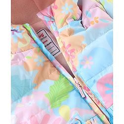 Babyhug Woven Full Sleeves Hooded Jacket Floral Print - Multicolour