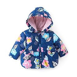 Babyhug Full Sleeves Hoodie with Floral Print - Blue