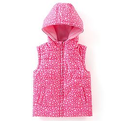 Babyhug Sleeveless Hooded & Padded Jacket Floral Print- Pink