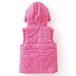 Babyhug Sleeveless Hooded & Padded Jacket Floral Print- Pink