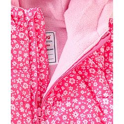 Babyhug Sleeveless Hooded & Padded Jacket Floral Print- Pink
