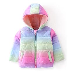 Babyhug Full Sleeves Solid Colours Padded Hooded Jacket - Multicolour