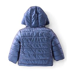Babyhug Full Sleeves Star Patch Padded Hooded Jacket - Blue