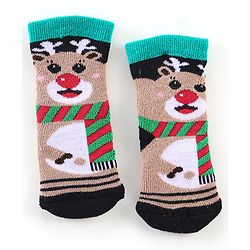 Cutewalk By Babyhug Anti Bacterial Ankle Length Socks Teddy Design Pack Of 3 - Multicolour
